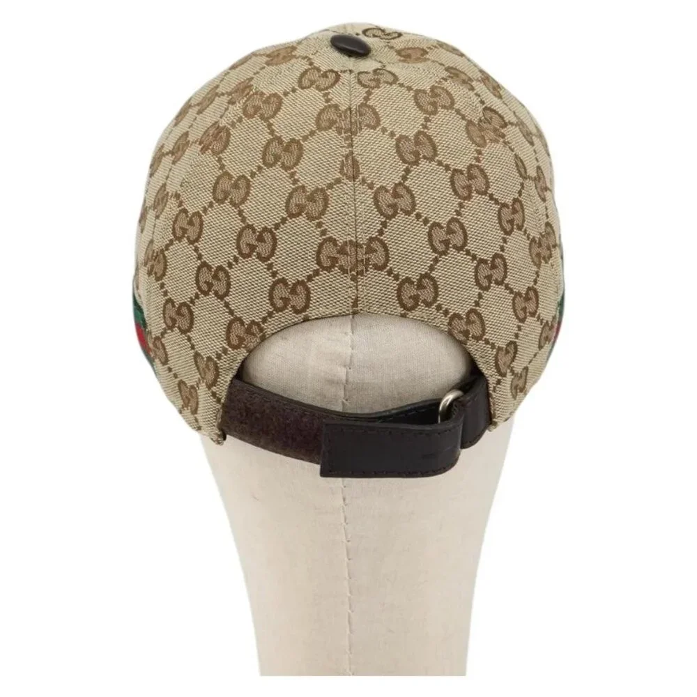 GUCCI GG Canvas baseball Cap M Beige Red Green 200035 Auth am9353 - Picture 3 of 14